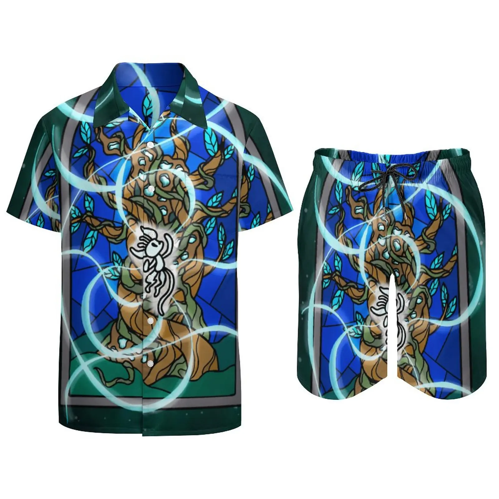 Traje de Fly Art Ori y The Blind Forest Action Gam para hombre, traje de playa de alto grado, clásico para salir, talla de EE. UU., 2 piezas