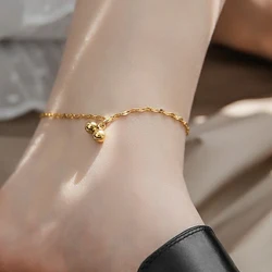 Stainless Steel Anklets Minimalist Fashion Beads Lip Chain Non-fading High-quality Design Sense Anklet For Women Jewelry Gifts