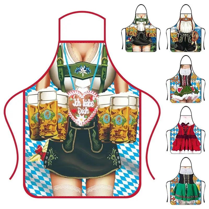 Oktoberfest Apron Personality Sexy Kitchen Waterproof Apron For Woman Delantal Cocina Hombre Barista BBQ Funny Muscle Apron Bibs