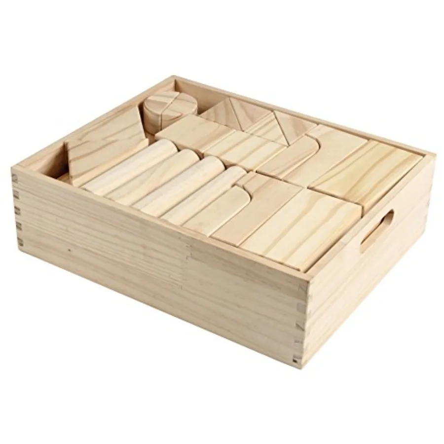 Blocchi di costruzione dell'unità standard per i più piccoli con vassoio portaoggetti 64 pezzi Blocchi di legno levigato per l'apprendimento originale STEAM e STEM Cla