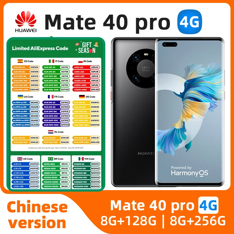 HUAWEI Mate 40 Pro 4G Mobile Phone 6.76 inch 90Hz Curved Screen Kirin 9000 Octa Core 5nm craft 50MP Ultra Vision used phone