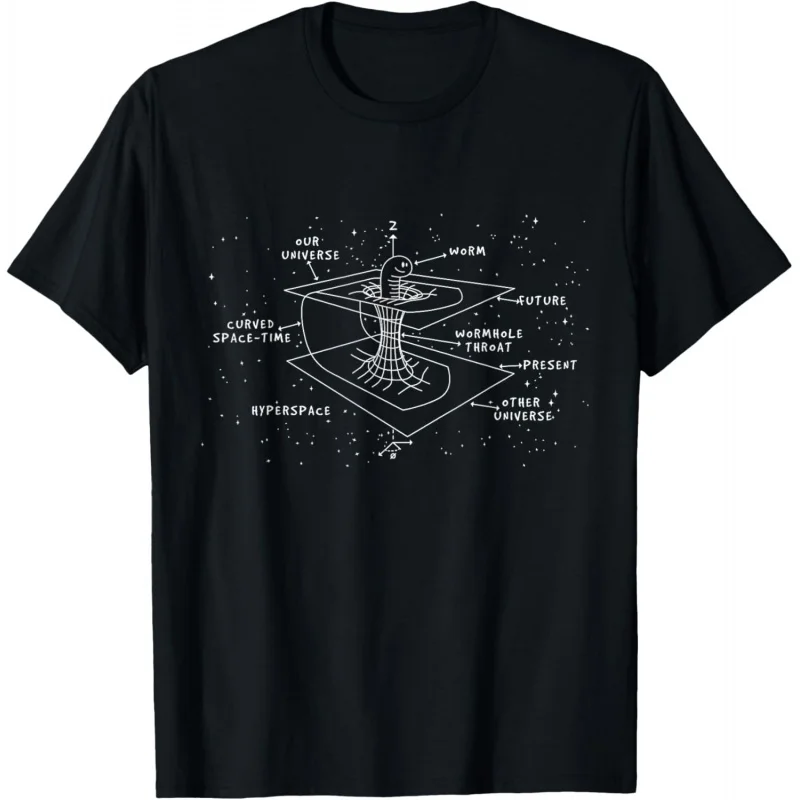 Men's and Women's Sports and Leisure New Fashion Short Sleeve Astrophysics Gift - Time Curve Wormhole Gift Black Top T-shirt