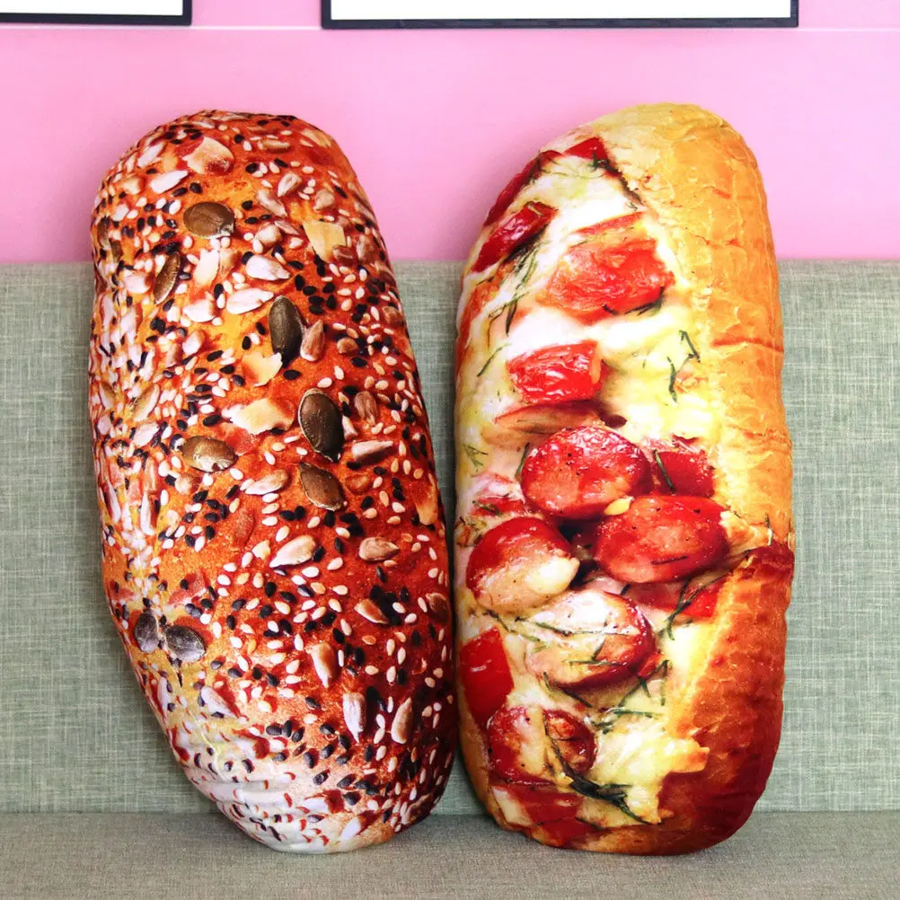 

2Pcs Simulated Bread Throw Pillow Soft Textured Children's Pillow Cushion for Sofa Car Bed Home Use Creative Mood Boosting Sleep