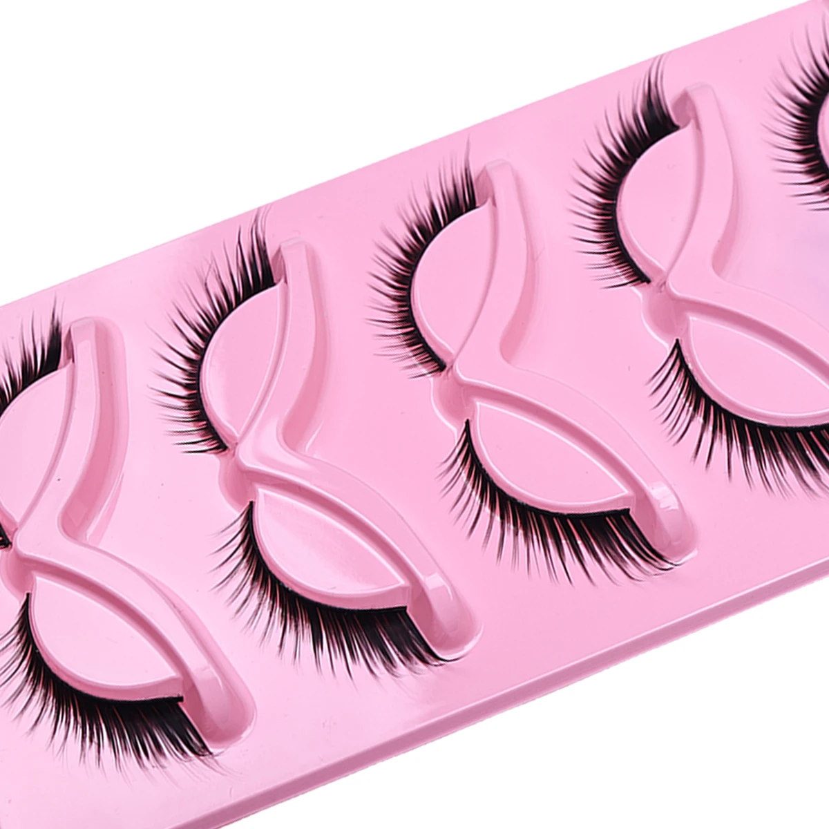 5 쌍 고양이 눈 속눈썹 긴 속눈썹 고양이 눈 모양 희미한 속눈썹 눈 끝 길쭉한 스트립 두꺼운 거짓 속눈썹