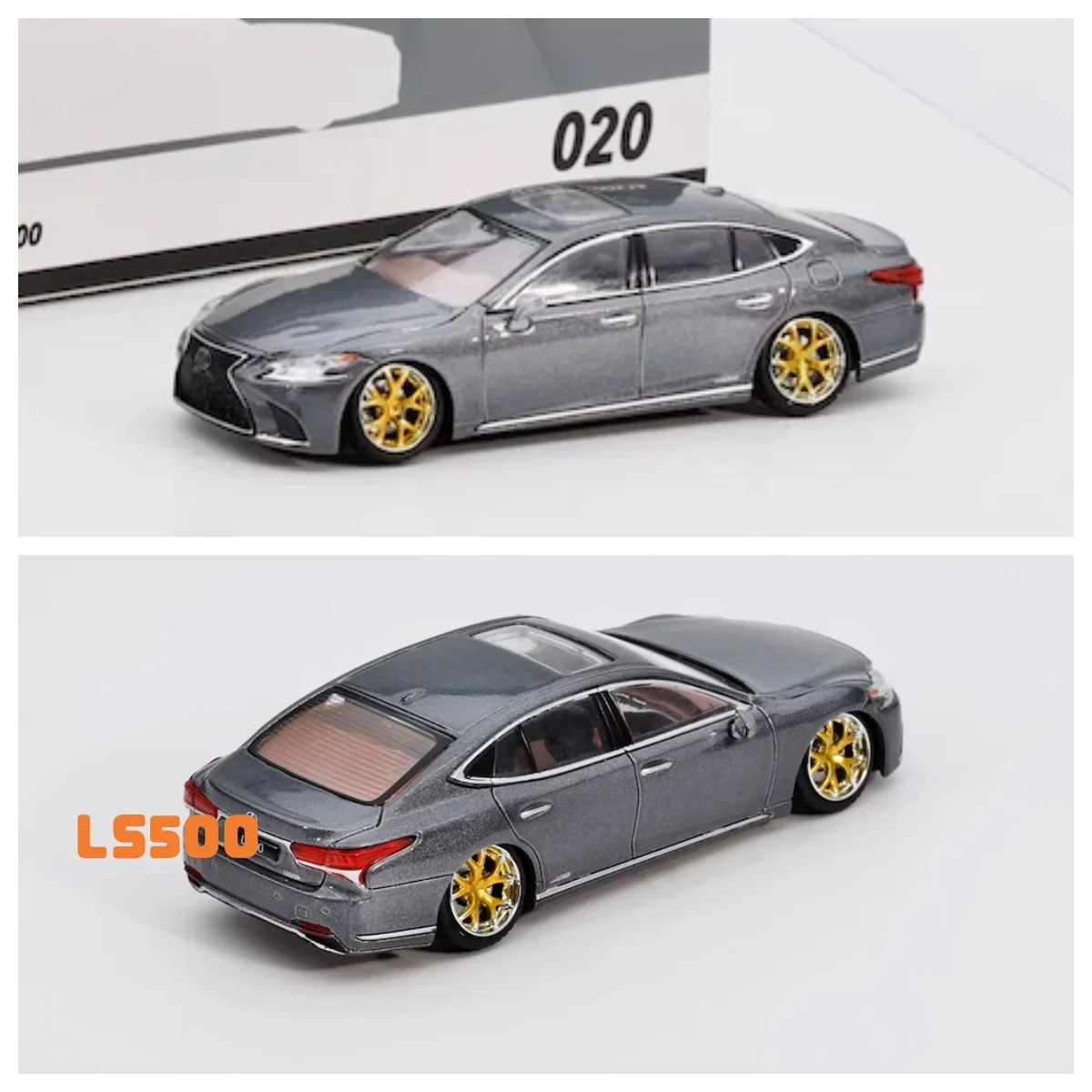 GCD 1:64 Gray LS500 VIP Lowed Sedan Sports Model Diecast Display Car Alloy