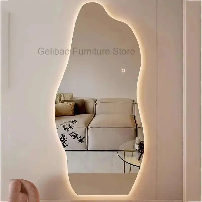 Large Led Light Makeup Mirror Irregular Modern Wall Dorm Makeup Mirror Asthetic Bedroom Hogar Y Decoracion Room Decoration