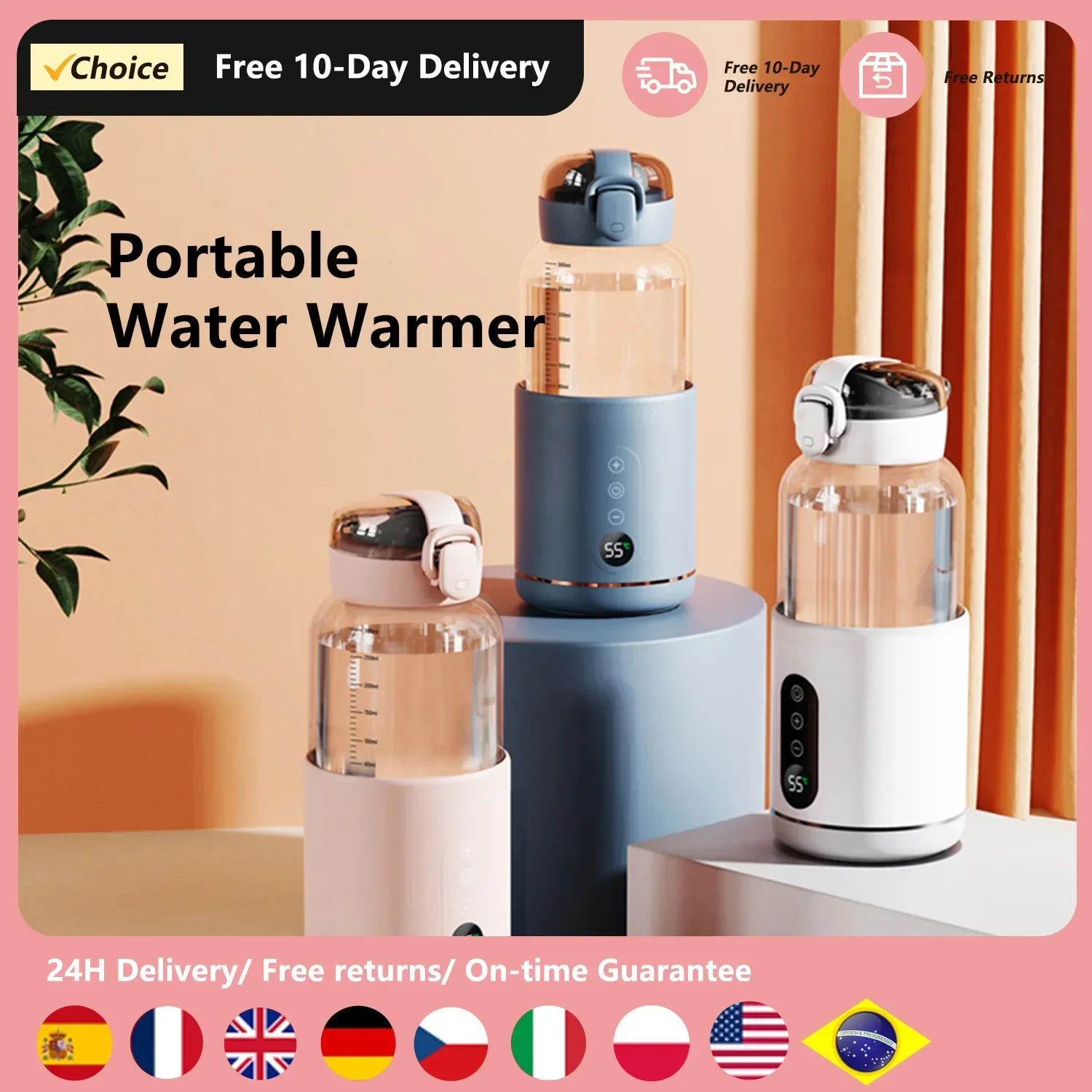 

Portable Water Warmer for Baby Formula 300ml Capacity Precise Temperature Control Wireless Instant Water Warmer for Car Travel