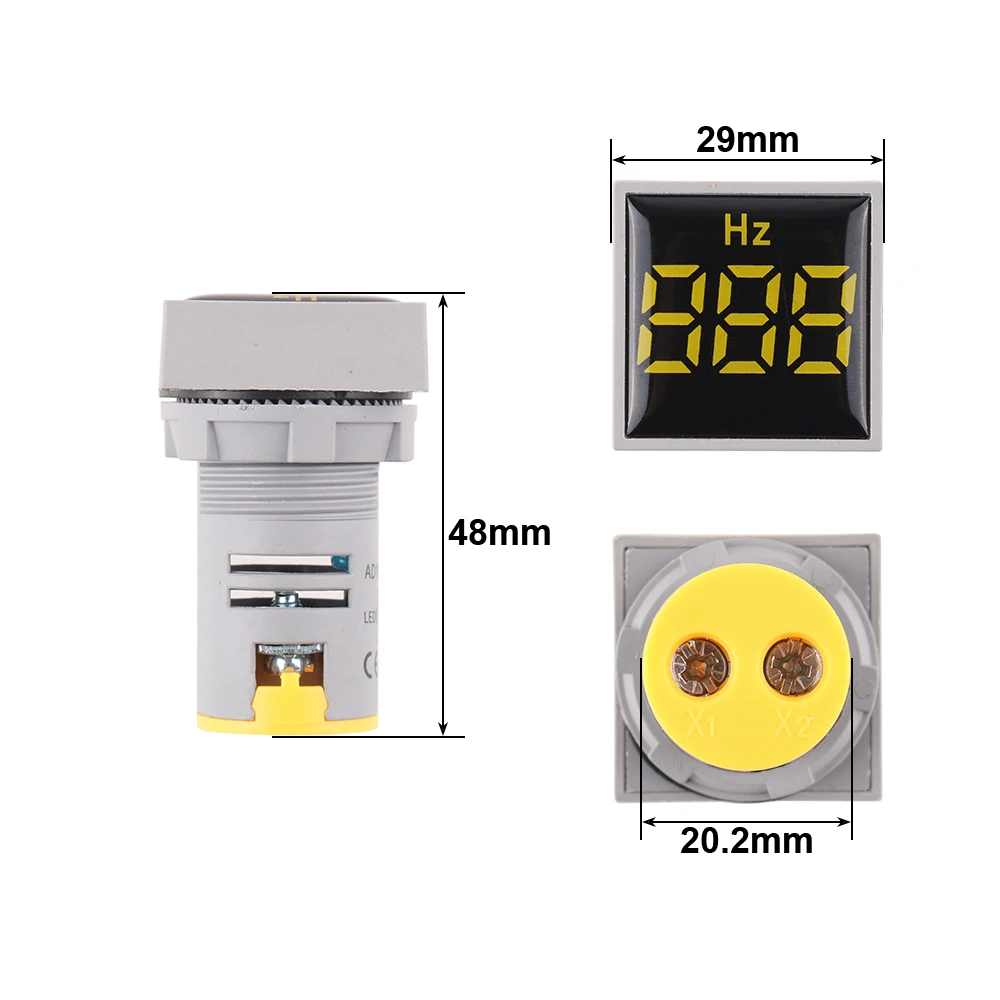 22mm Square Digital Display Electricity Hertz meter Measuring Range 0-100 Hz Frequency Meter Indicator Signal Light Combo Tester