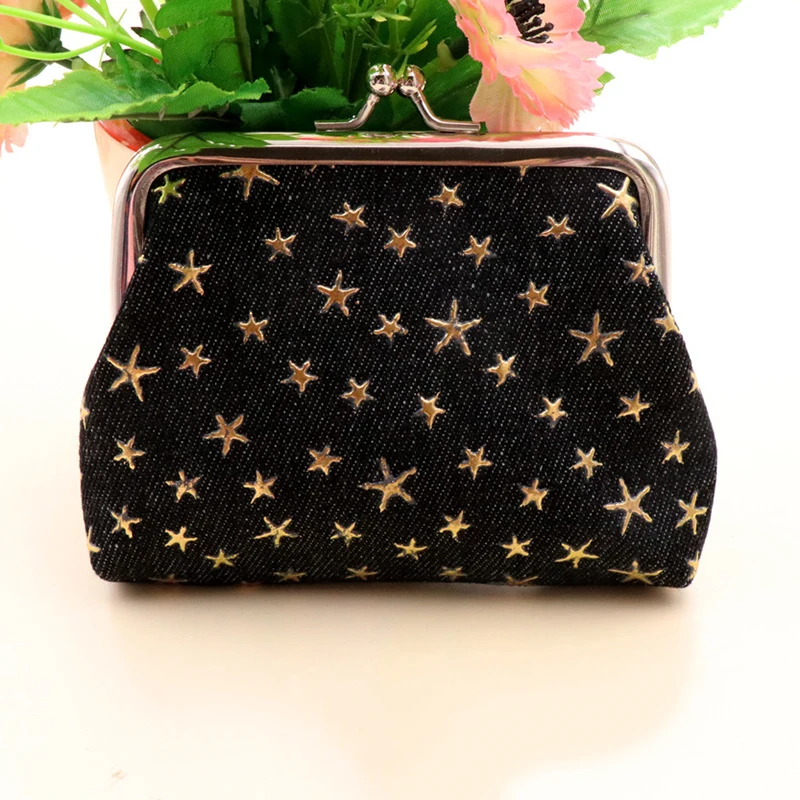 Elegante Vintage-Stil Münzbörse, Klippverschluss Damen Sternenmuster Organizer Kleine Geldbörse Kartenorganizer Tasche – Detail 6
