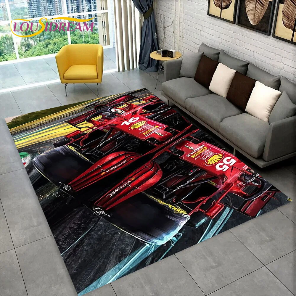 Racing Vehicle Car Racer Cartoon Carpet Rug for Home Living Room Bedroom Sofa Doormat Decor,kid Play Area Rug Non-slip Floor Mat