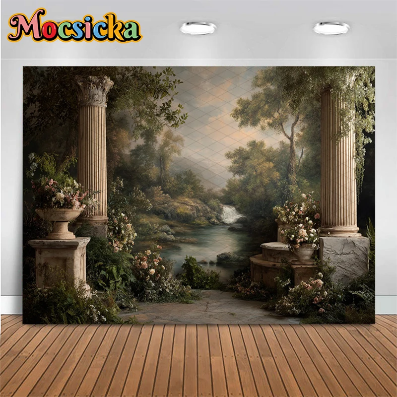 Mocsicka Oil Painting Photography Backdrops Romantic Garden Landscape Background Wedding Maternity Newborn Portrait Photoshoot