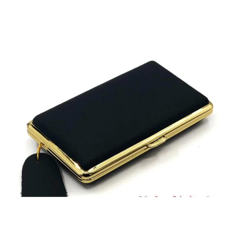 

High-quality original genuine leather 20-cigarette extended cigarette box made of stainless steel with double-sided genuine leat