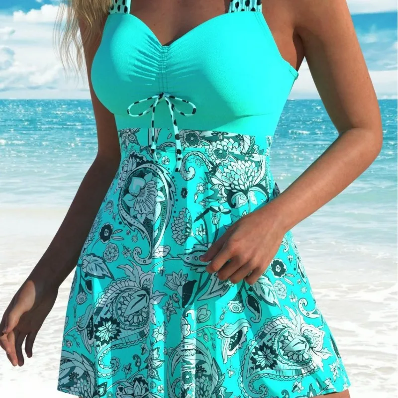 

2026 New Arrival Swimming Suit for Women Printed Skirted One-Piece Bathing Suit Quick Dry Elegant Swimwear for Beach Vacation