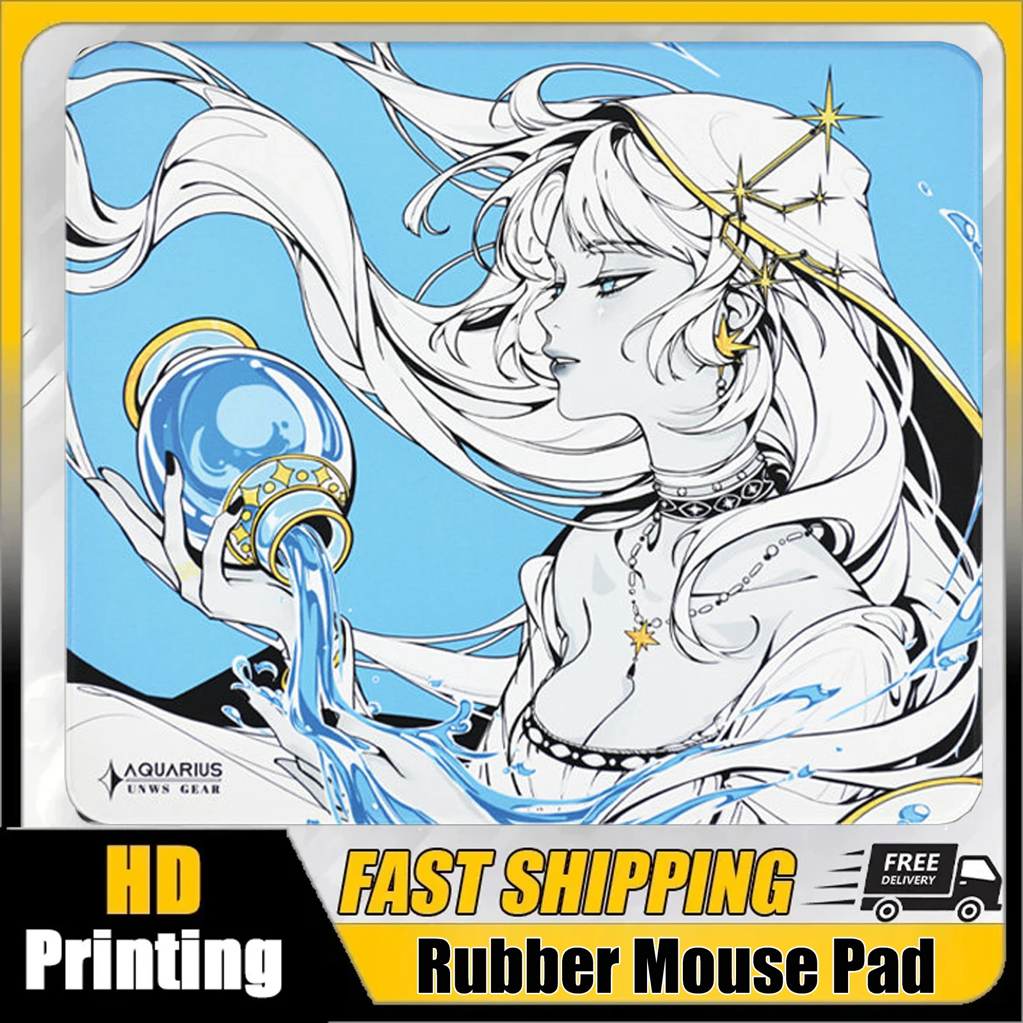 

C-CRESCENT Game Mousepad Aquarius Poron Substrate Delicate Plush Fabric Rubber Control Feel 450*400 Accurate Positioning Replica