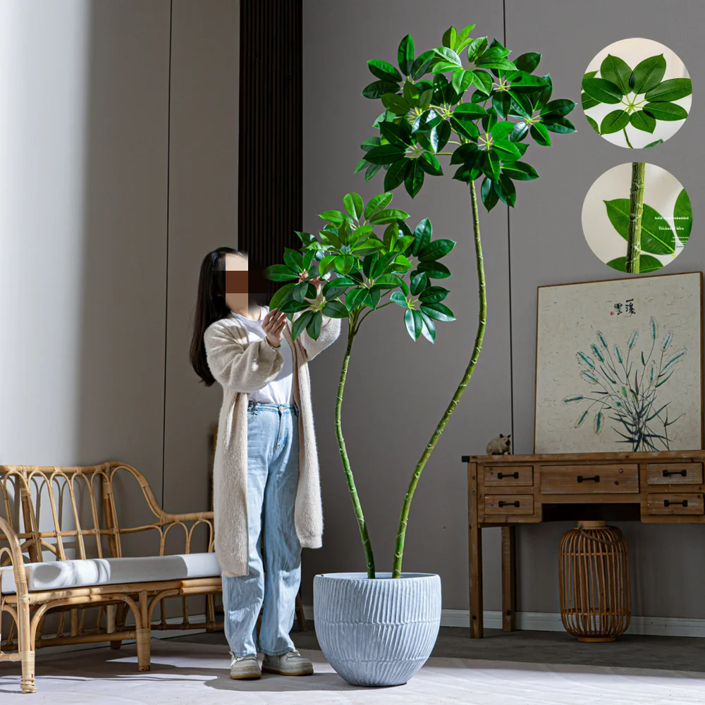 

Искусственная шеффлера премиум-класса, роскошное искусственное растение для декора гостиной, большой напольный декоративный элемент для интерьера.