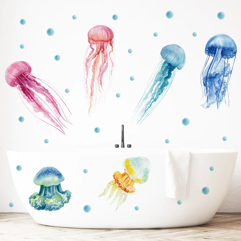 Multicolor Jellyfish Wall Stickers for Home Room Decor Removable PVC Wall Decals for Kids room Bathroom Nursery Wall Decoration