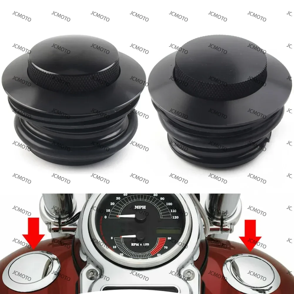

Motorcycle Left+Right Thread Flush Pop Up Gas Cap For Harley Davidson Road King Softail Dyna Vented Fuel Tank Cover