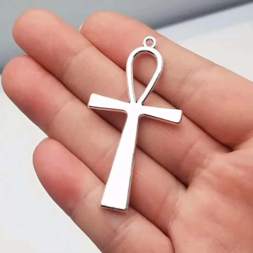 10pcs/Lot--52x28mm Antique Silver Plated/Bronze Plated Big Ankh Cross Charms Pendants For Diy Supplies Jewelry Making Accessory - view 4