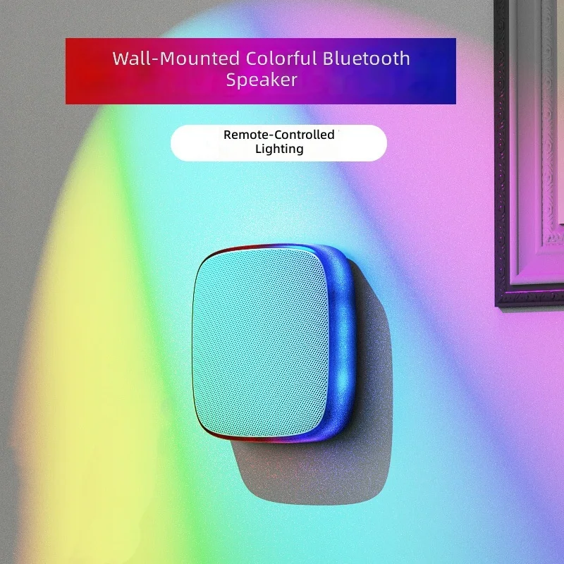 Cross-border new wireless bluetooth speaker wall-mounted audio RGB colorful lights wall-mounted home mobile phone heavy bass