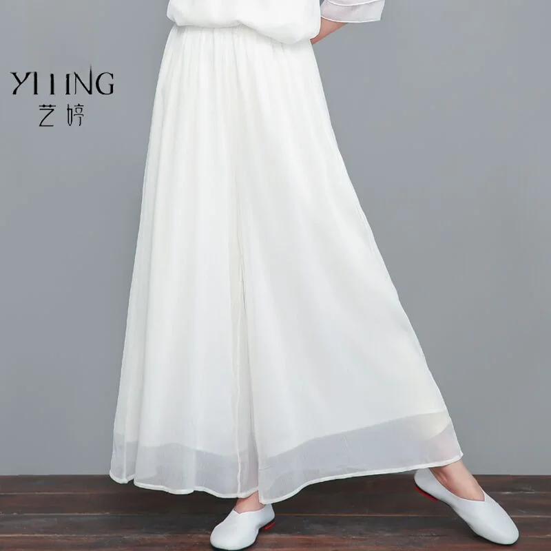 

Шикарные широкие брюки в стиле дзен для танцев, занятий буддийской практикой, йогой, для любителей чая, с высокой талией, асимметричные, летние