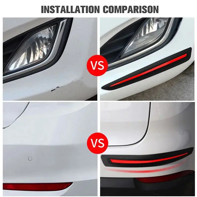 2 Pcs Car Sticker Bumper Scratch Protection Car Decoration Strip Car Front/Rear Edge Corner Guard Scratch Protection