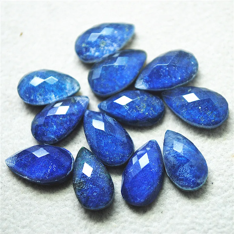 8PCS Natural Faceted Lapis Lazuli Stone Cabochons 8X14MM Long Dropwater Shape  DIY Jewelry Accessories Faster Shipping