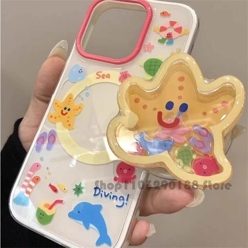 Supporto magnetico coreano carino Shake Starfish Grip Tok Griptok Supporto per supporto per telefono per iPhone 16 per Pad Magsafe Smart Tok