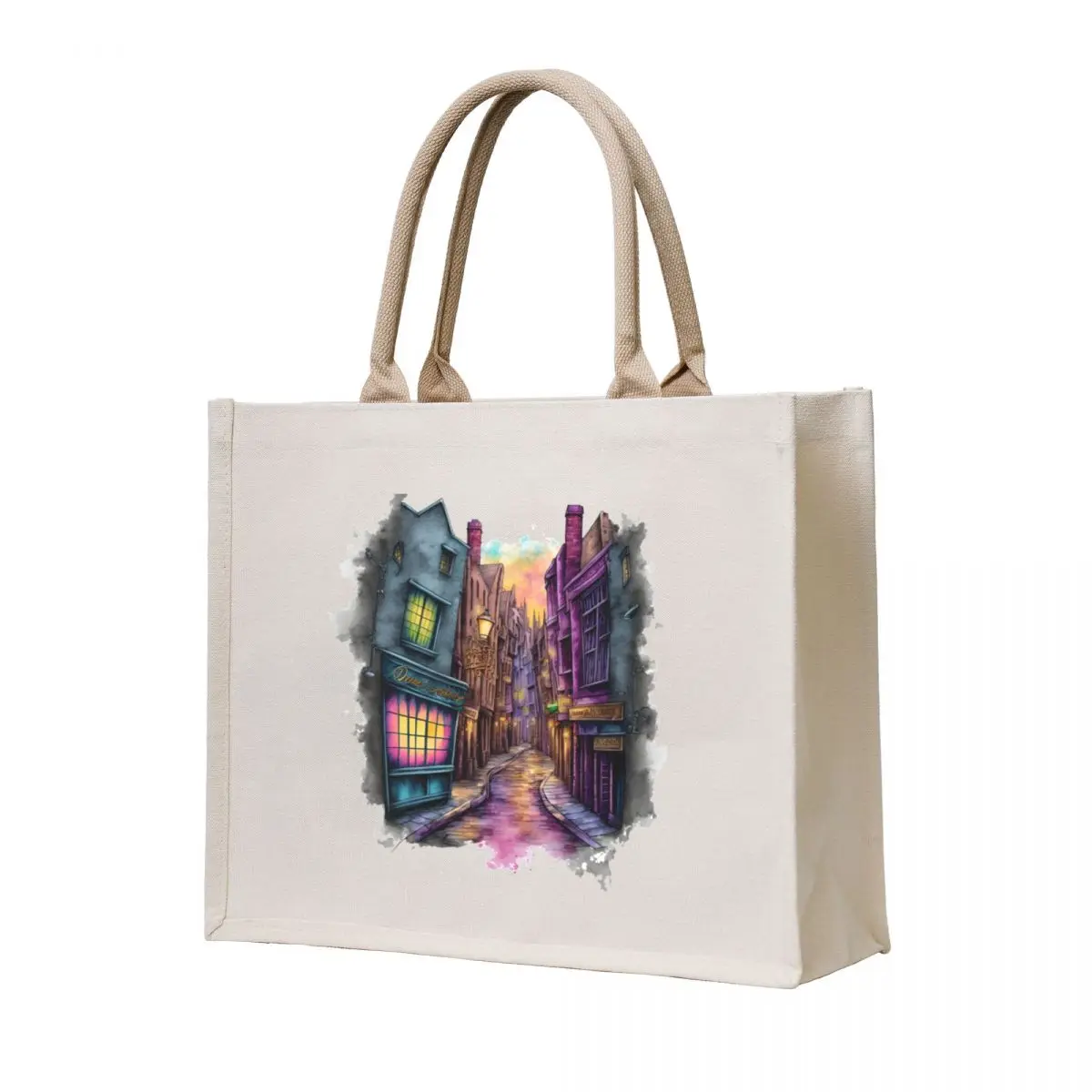 

The Alley II - Watercolor Art - Fantasy - Harry Tote Bag tote bag women reusable grocery bags Canvas shoulder bag Cloth