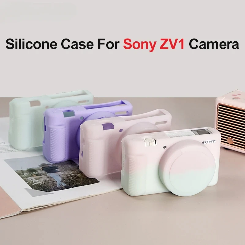 

For Sony ZV1 Camera Soft Silicone Case with Screen Glass Film Bottom Opening Protector Camera Cover Bag