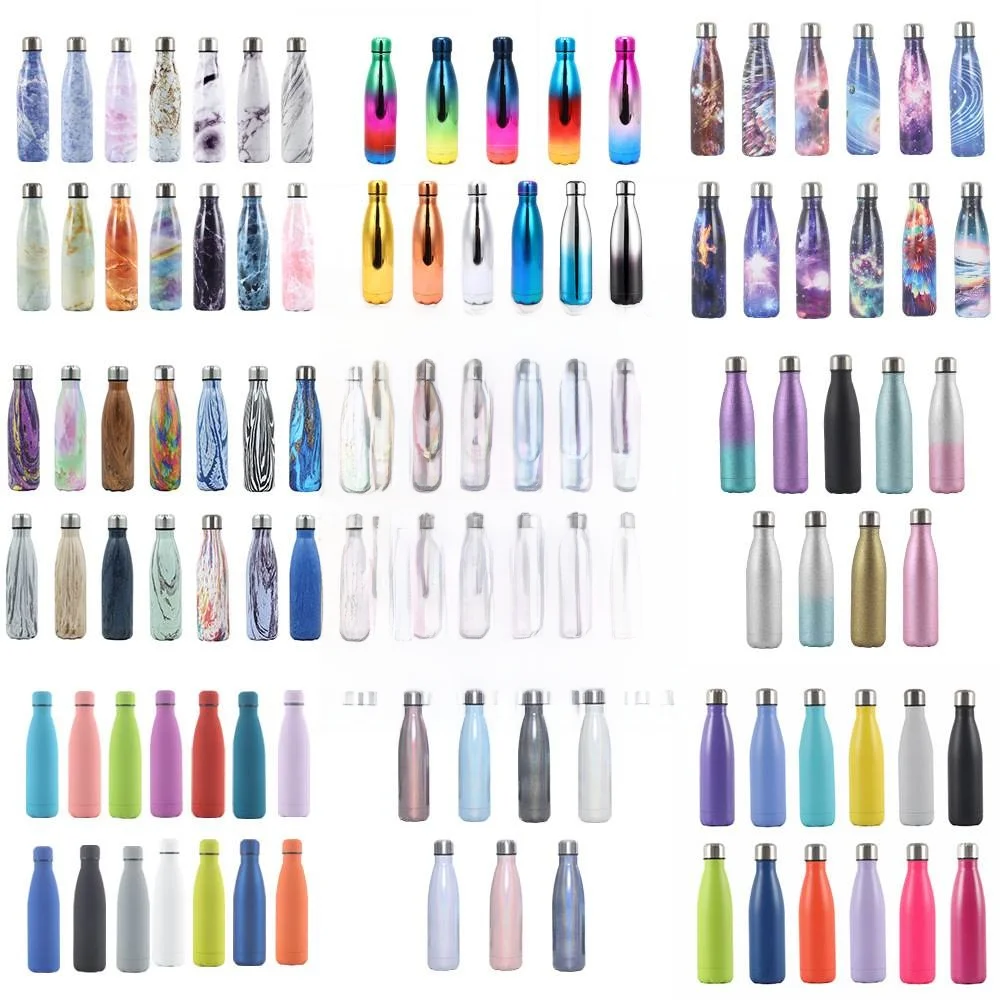 

Double Layered 304 Stainl Steel Insulated Sports Water Bottle Electroplated Wood ain Heat Sublimation Cola Bottle