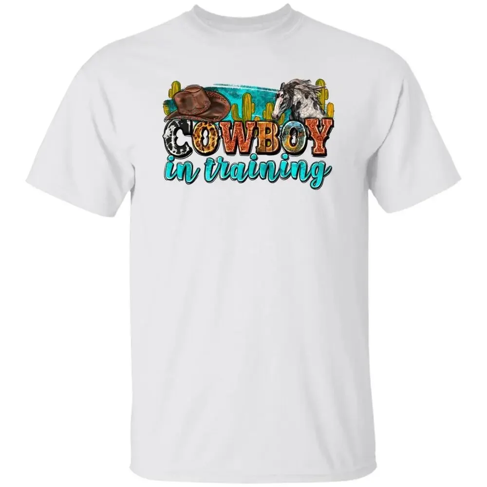 Cowboy in training T-Shirt Texas Western young cowboy Unisex tee White Sand Spor tops Unisex Summer Short Sleeve