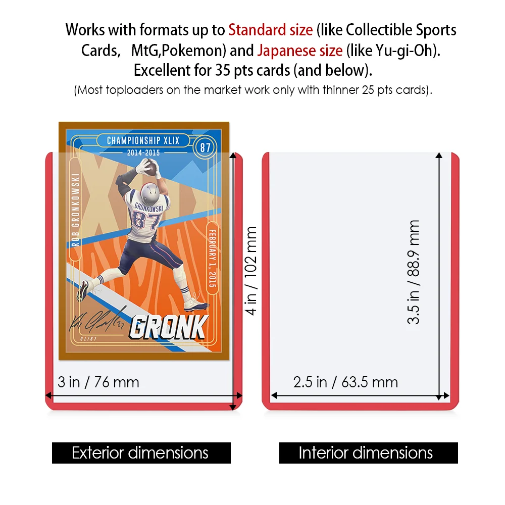 Cargadores superiores policromados 3x4 para tarjetas, cargadores superiores duraderos de 35 puntos, funda para tarjetas de plástico duro, tarjetero para tarjetas deportivas, tarjetas comerciales