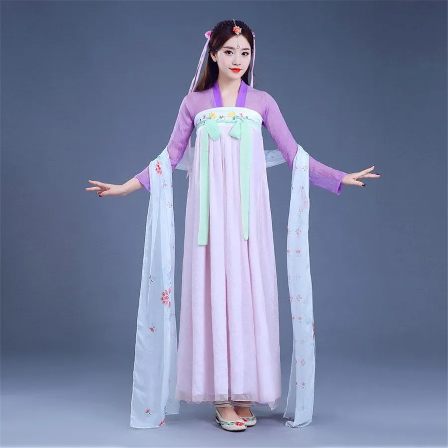 Hanfu Dress Chinese Ancient Women Traditional Dance Chic Hanfu Carnival Cosplay Costume Fairy Hanfu Gradient Purple Pink Dress