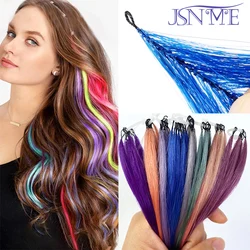 JSNME Color Straight Micro feather New hair extensions Remy Human Hair Blue Purple Pink 613 Color 100% Real Natural Human Hair