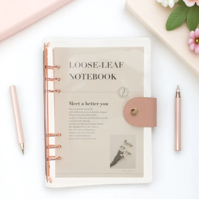 

A5 6-Hole Detachable Loose Leaf Binder For Office Planner Journal Scrapbook Writing Supply Transparent Portable Student