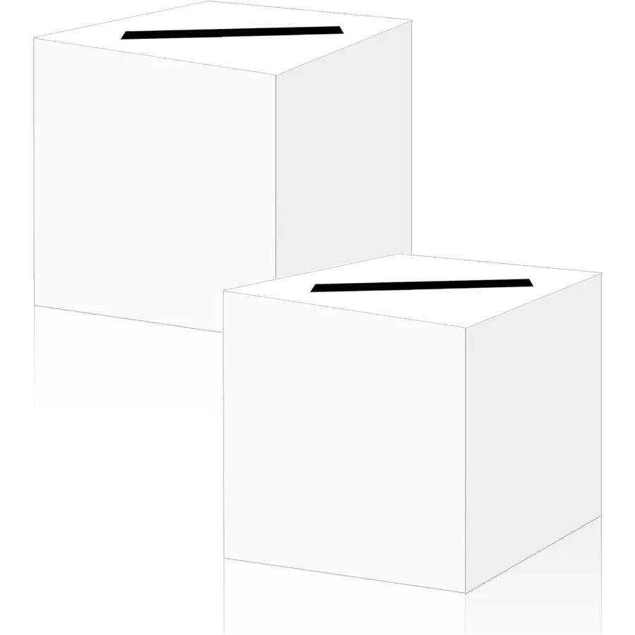 2 Pcs White Card Box Diy Gift Card Box Holder for Wedding Reception Baby Shower Bridal Shower Birthday Party Supplies
