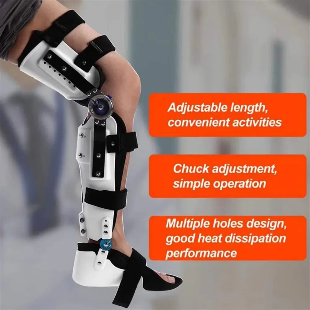 Adjustable Fixed Rigid Knee Ankle Foot Brace Knee Thigh Calf Ankle Walkable Lower Extremity Brace