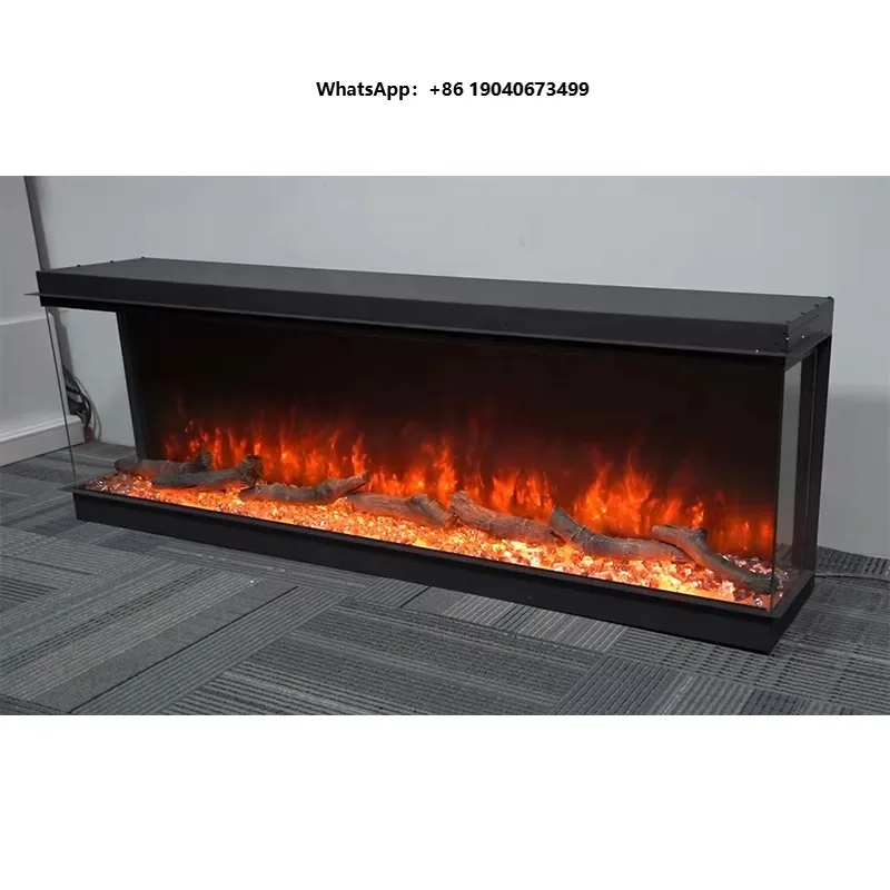 40 Inch Electrical Fireplace Indoor  Wall Recessed Electric Heater Decor Flame LED Multi Colors 3 Sided Electric Fireplaces xyl