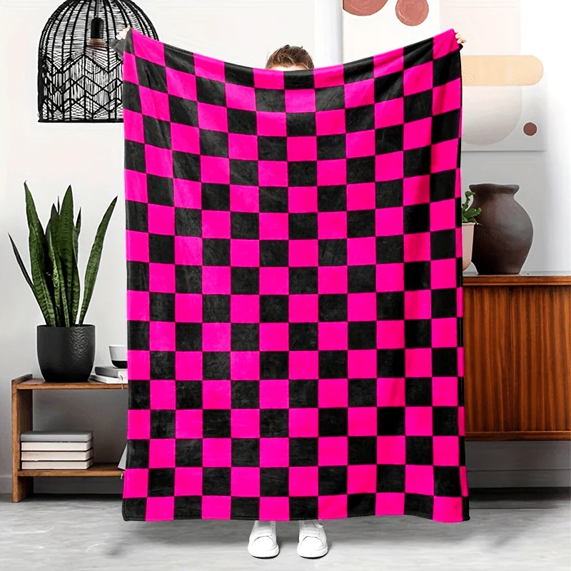 Checkered Printed Blanket Cute Black White Plaid Pattern Warm Cozy Throw Blankets for Living Room Sofa Couch Decor