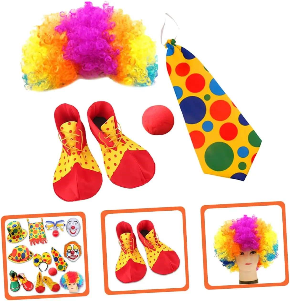 PESENAR 광대 소품 광대 의상 할로윈 마스크 의상 모자 액세서리 코스프레 광대 의상 광대 의상 세트 파티