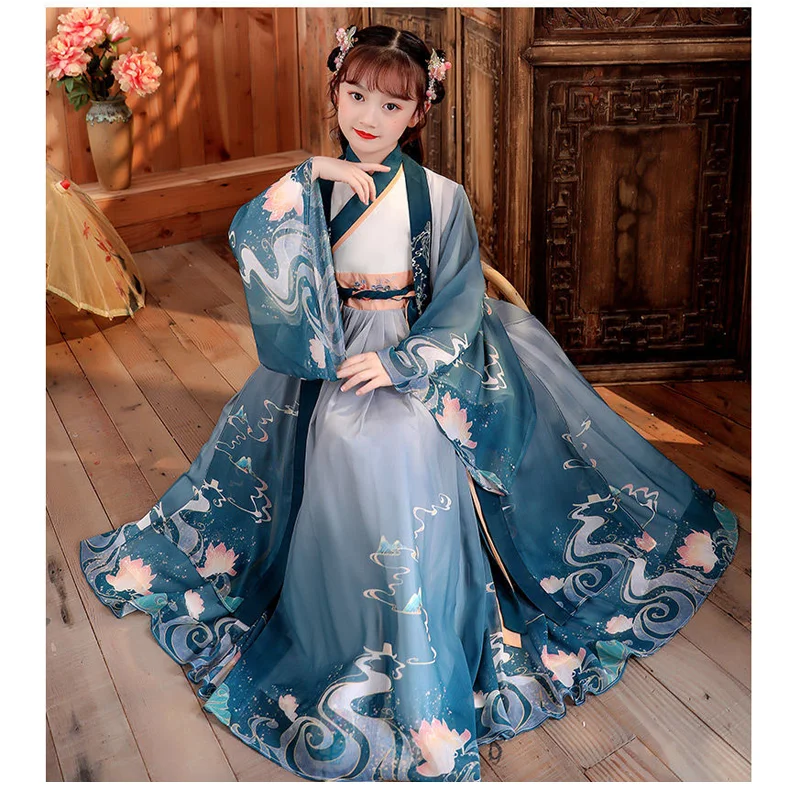 Vestido Hanfu chino de imitación para niña, moda de la dinastía Tang y Song, nuevo