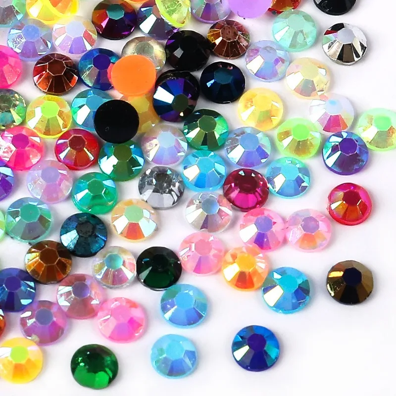 1 Box Shiny Minimalist Half Round Resin Flat Bottom Color Glitter Rhinestones Kit DIY 3D Nail Art Decoration Gems Accessories