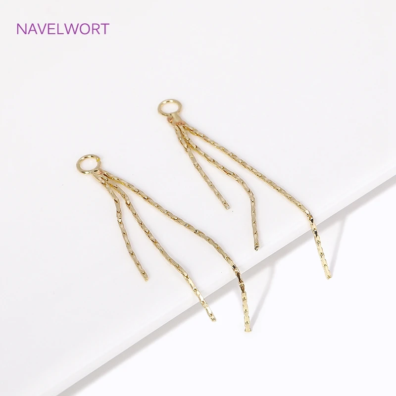 Trendy 18K Gold Plated Long Tassel Charms For Earring Making Supplies Brass Metal Thin Tassel DIY Women Drop Earrings Findings