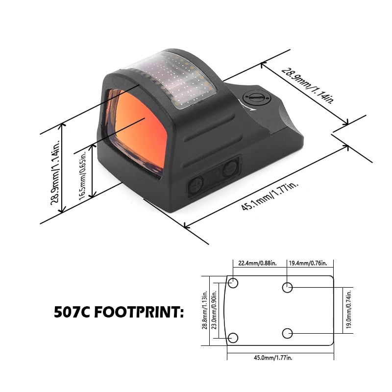 Taktyczny celownik 507C Holosan Solar Power RMR Red Dot Sight Mini Reflex z szyną mocującą Glock Rex 20 mm do polowania na zewnątrz pistoletu