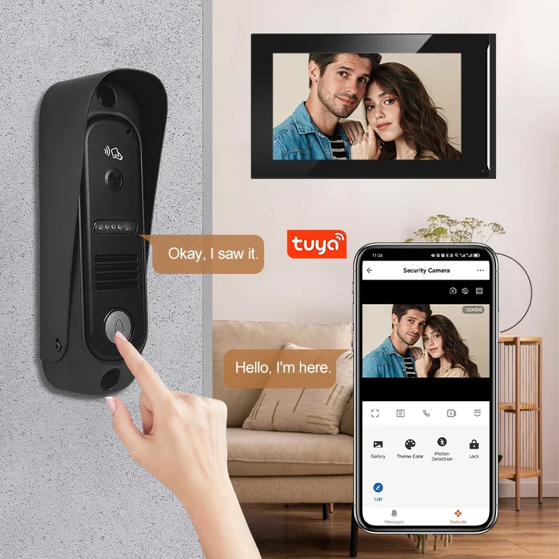 Video Deur Telefoon Intercom Ondersteuning Unlock Monitoring Dual-Way Intercom Pir Night Vison Home Intercom Deurbell Systeem Voor Villa