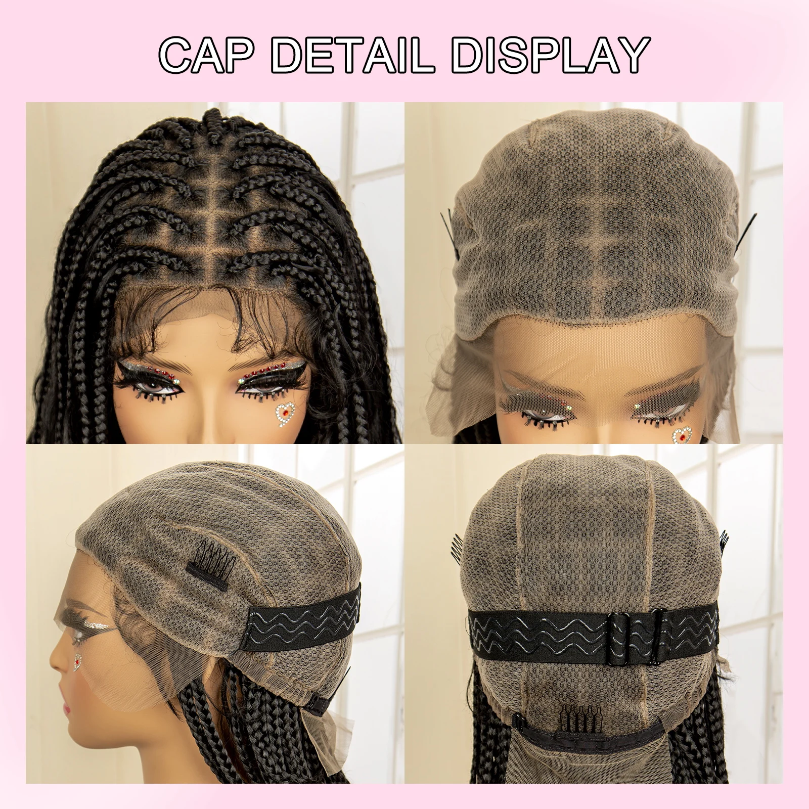 14 Inches Short Bob Synthetic Full Lace Bohemian Box Braids Wig Knotless Braid Wig for Black Women Boho Box Braided Wigs