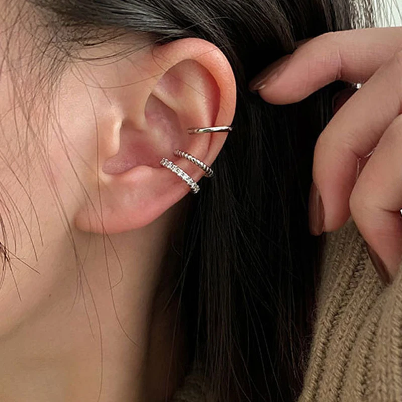 3pcs Minimalist Rhinestone Clip Earrings Set