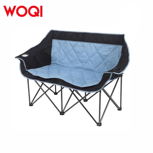 WOQI Heavy-Duty Double Camping Chair Side Table Modern Metal Design Adults Parks Beaches Campsites Outdoor Furniture