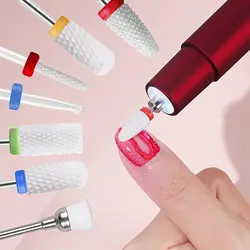7 Pcs Ceramic Milling Cutters For Manicure Removing Gel Varnish Carbide Diamond Nail Drill Bit Kits