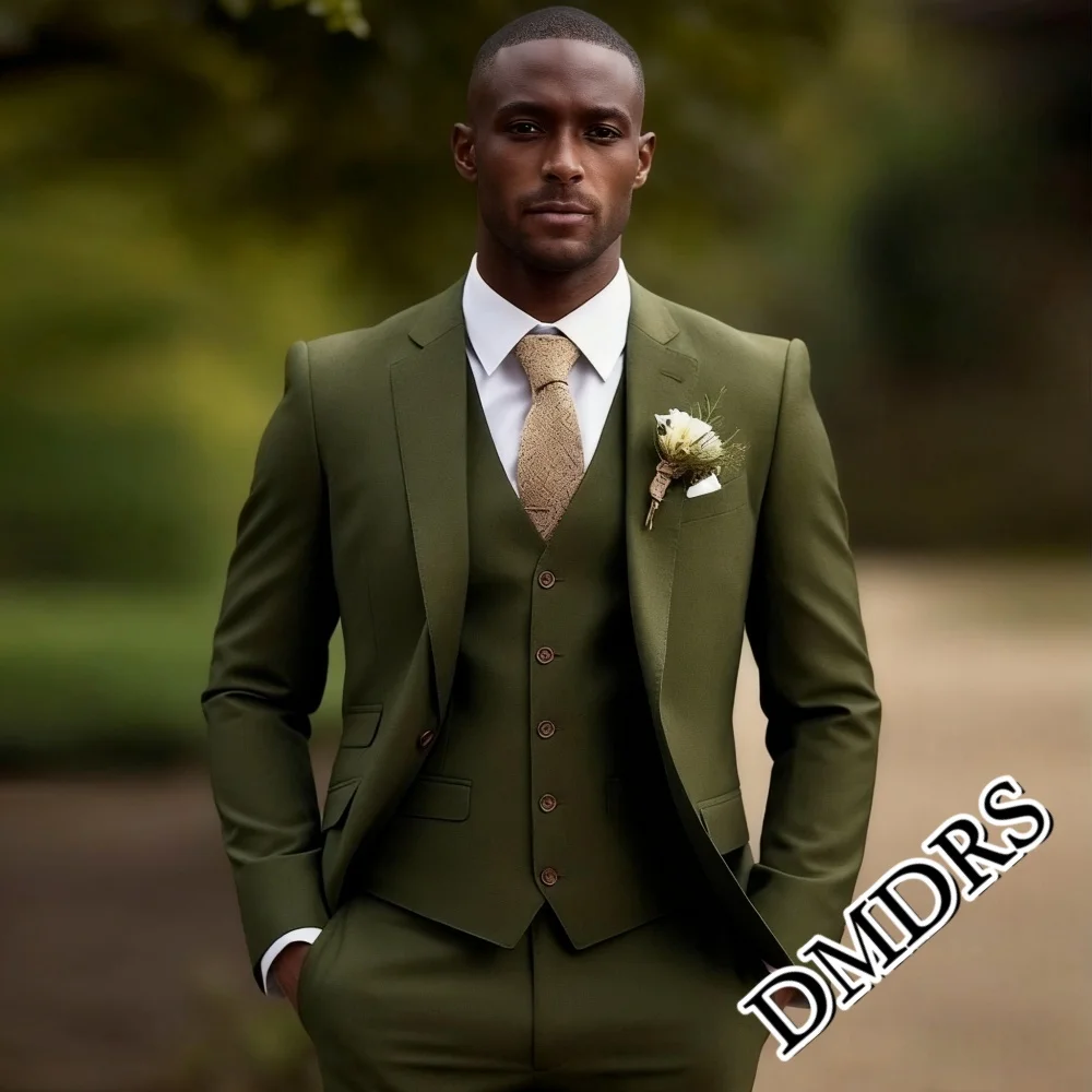 

Элегантный мужской костюм из 3 предметов на свадьбу, классический однобортный костюм, включая куртку, жилет, брюки для вечеринки, классическая одежда для особых случаев